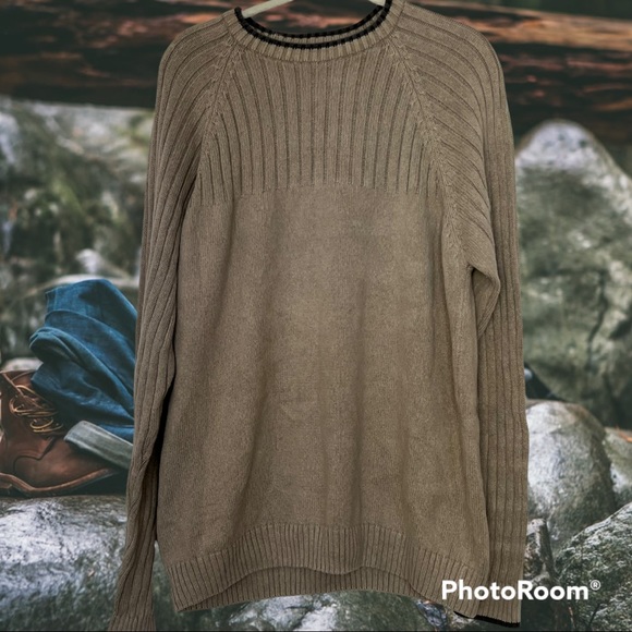 Columbia Sweater Men's Tan Crew Neck XL Cotton Long Sleeve Ribbed - Picture 1 of 8